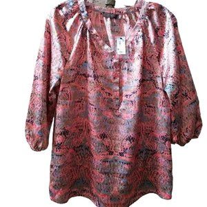 Multi‎ colored shimmery 3/4 sleeve blouse